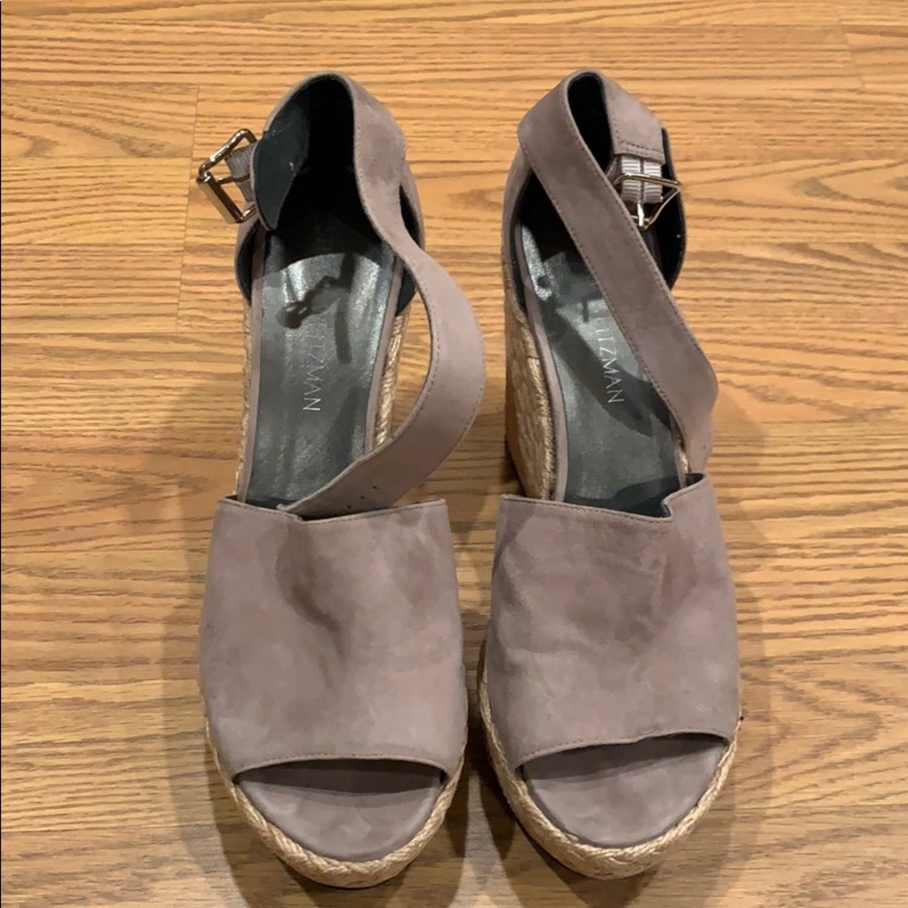 Stuart Weitzman Sohojute Beige Wedges Size 10 - image 1